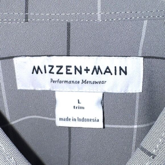 Mizzen + Main Gray & Black Trim Fit Leeward Button Up L - Picture 2 of 4